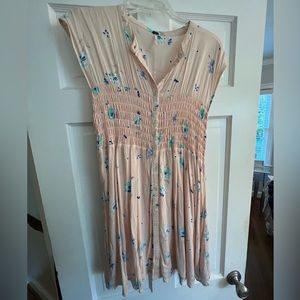 Free People solid pink with blue florals dress size M dress